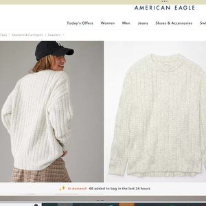 AE Whoa So Cozy Waffle Sweater, light grey